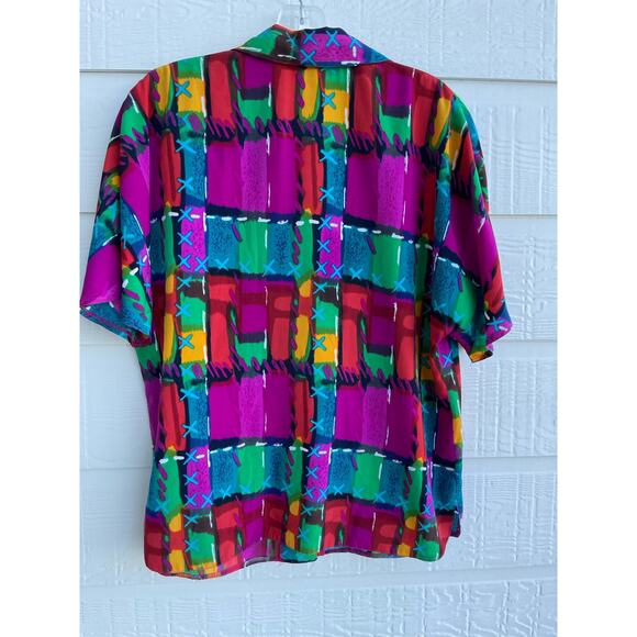 Vtg 80's 90's Robbie Sport multicolor short sleeve size 10 med - Picture 2 of 6